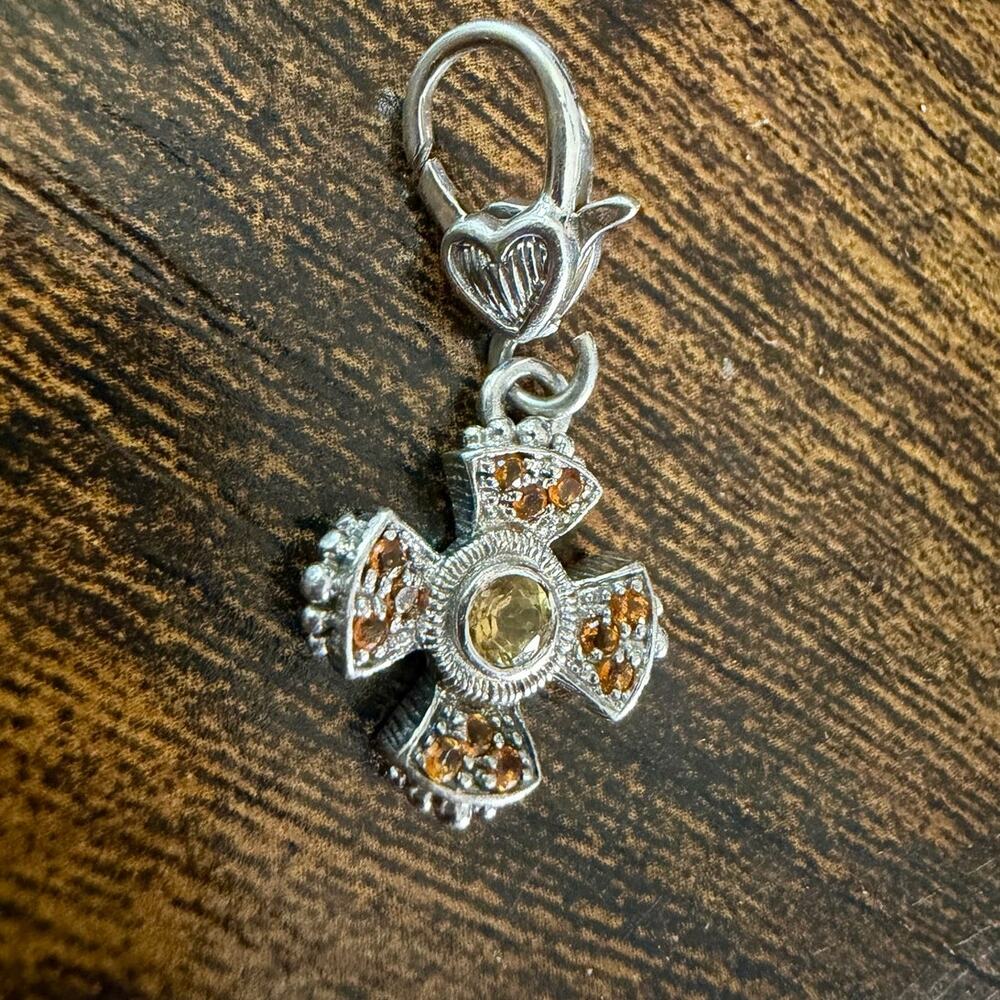 Judith Ripka Silver Agate Cross Pendant Charm - Picture 2 of 5